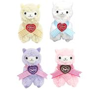 Set Di 4 Portachiavi In Peluche Di Alpaca A Forma Di Cuore Dolce Llama 4.5"