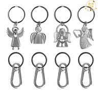 Set di 4 Portachiavi per Auto Angelo Custode Argento e 4 Gancio Girevole Portachiavi,Portachiavi Angelo in Argento Portafortuna di Guidare per Amici Fidanzata Ragazze,4 stili