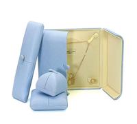 Set di 4 portagioie azzurro chiaro, organizer in pelle a rete con doppia apertura e chiusura a scatto for anelli braccialetti