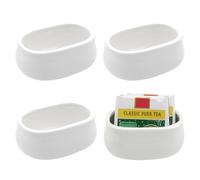 Set di 4 portapacchi in ceramica compatto - Versatile organizer bianco da 160 ml per zucchero, dolcificante e bustine da tè - durevole, lavabile in lavastoviglie, perfetto per cucine, caffè e