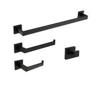 Set di 4 portasciugamani a specchio in bronzo nero lucido, accessori da bagno, include porta carta igienica, gancio per accappatoio e portasciugamani, elegante e durevole, decorazione per la casa