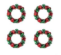 Set di 4 portatovaglioli con campanelle natalizie perfetti per festeggiare la stagione (rosso verde)