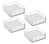 Set di 4 portatovaglioli da cocktail in acrilico trasparente, quadrato, 10,2 x 10,2 cm, per cucina, bar, bagno