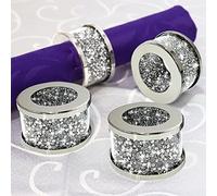 Set di 4 portatovaglioli in argento, con strass scintillanti, per decorare la casa, regalo