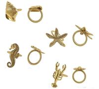 Set di 4 portatovaglioli in metallo con stella marina e aragosta per decorazione della tavola costiera, portatovaglioli in lega per matrimoni e cene in famiglia