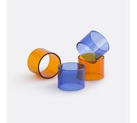 Set di 4 portatovaglioli in vetro borosilicato, ORYN Blu TU