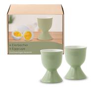Set di 4 portauova, in ceramica, lavabili in lavastoviglie, per tavolo della colazione, colore: verde salvia