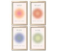 Set di 4 poster di immagini Body Mind Soul, Aura Set, immagini estetiche per parete Clean Girl, Aesthetic Room