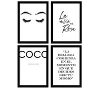 Set di 4 poster tipografici "Coco". Design degli interni. Immagini con frasi ispirate e positive. Decorazione della stanza. A4 senza cornice.