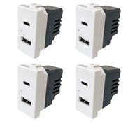Set di 4 Prese da Muro Con USB-C e USB-A 2.1A Compatibili Con Bticino Matix, Frutti Elettrici Multipresa da Parete