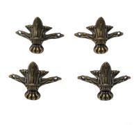 Set di 4 protezioni angolari decorative in lega di zinco, piedini in metallo per mobili e cassapanca in legno, color bronzo, 42 x 30 mm
