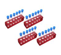 Set di 4 provette in plastica trasparente con supporto, provette da laboratorio