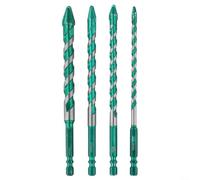 Set di 4 punte da trapano multi-materiale per legno e metallo | Costruzione con punta in carburo, trapano vetro per piastrelle, legno, metallo, lunghezza 150 mm, set da 4 pezzi dimensioni 6