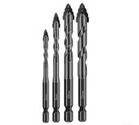 Set di 4 punte eccentriche per trapano con design triangolare a quattro scanalature, per piastrelle di vetro, granito, cemento, 6/8/10/12 mm con punta in carburo D