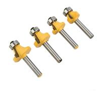 Set di 4 punte rotonde per fresa con codolo da 1/4", perline per punte per profilatura bordi in raggi da 1/2", 3/8", 1/4" e 1/8" per legno duro, compensato e composito