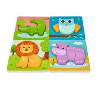 Set di 4 puzzle a incastro in legno con animali