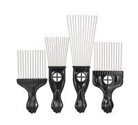 Set di 4 pz Pettini per capelli ricci Afro in metallo Strumenti parrucchiere a ago d acciaio leggeri styling Facile da usare e portare durevoli