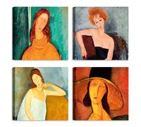 Set di 4 Quadri - Amedeo Modigliani - Stampa su tela con telaio in legno