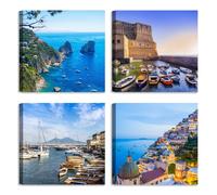 Set di 4 Quadri Capri Napoli Amalfi - Stampa su tela con telaio in legno