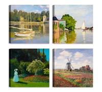 Set di 4 Quadri - Claude Monet - Stampa su tela con telaio in legno