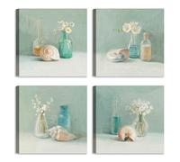 Set di 4 Quadri Still Life Elegante Fiori - Stampa su tela con telaio in legno