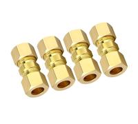 Set di 4 raccordi per tubi a compressione in ottone da 1/4" per collegamento idraulico per frigoriferi linee di alimentazione idrica per elettrodomestici frigoriferi raccordi per linea dell'acqua