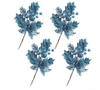 Set di 4 rami di albero di Natale artificiali con punte di frutta scavate per migliorare centrotavola e decorazioni stagionali (blu)