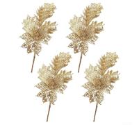 Set di 4 rami di albero di Natale artificiali con punte di frutta scavate per migliorare centrotavola e decorazioni stagionali (oro)
