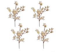 Set di 4 rami di pesca simulati, aggiungi fascino alla tua decorazione domestica con fiori artificiali realistici (bianco)