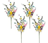 Set Di 4 Rami Pasquali Con Uova - Albero Di Pasqua Artificiale Con Decorazioni Floreali | Foglie Di Eucalipto E Fiori Primaverili | Riempitivo Per Vaso | Centrotavola A Tema Pasquale