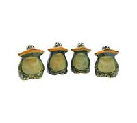 Set di 4 rane decorative, rane larghe, statuetta da giardino, rane per giardino, terrazza o stagno, statuette a rana in ceramica, sedute, smaltate in verde scuro, dimensioni: 4 x 4 x 6 cm.