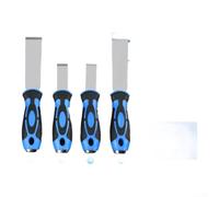 Set di 4 raschietti in lega di acciaio per rimuovere vernice, raschiare pareti, riempire spazi vuoti e rimozione del ghiaccio, con manici per appendere i fori per una comoda conservazione (blu)