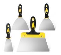 Set di 4 raschietti per carta da parati, stucco e stucco, set di coltelli, in acciaio inox, per riempire pareti e pareti, decorazioni fai da te, intonacatura, 6,1 cm, 15 cm, 20 cm