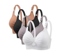 Set di 4 reggiseno da donna, senza ferretto, push up, reggiseno anti-cedimento, elasticizzato, senza ferretto, da donna, senza ferretto, reggiseno a spalla, reggiseno sexy, comodo, traspirante, grigio