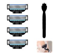 Set di 4 Ricariche Lamette Compatibili con Gillette Mach3, Lama Manuale Professionale per Uomini, Incluso Turbo Lame per Rasoio, Microaletta Protettiva, per una Rasatura Precisa (1+4)