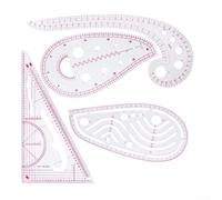 Set di 4 righelli da cucito con virgole curve, triangolari e giromanica per professionisti del design