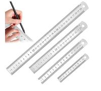 Set di 4 righelli di precisione in acciaio INOX, Inossidabile Righelli Metallo Bilancia a Doppia Faccia 10cm/15cm/20cm/30cm Righelli di Precisione Acciaio Inox per Ingegneria, Insegnamento, Ufficio