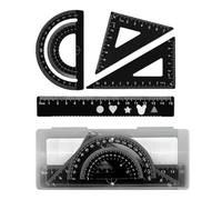Set di 4 righelli goniometri per geometria, triangolari, in metallo, per i compiti a casa, accessori per l'apprendimento, matematica, geometria, goniometro, strumento da disegno, per scuola e ufficio