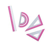 Set di 4 righelli in alluminio con marcatura precisa per geometria forte, bordi rotondi sicuri per studenti e artisti, set di geometrie per studenti