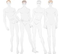 Set di 4 Righelli Modello Figura Maschile per Disegno Moda