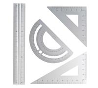 Set di 4 righelli per matematica e geometria, in lega di alluminio, leggeri, include righelli dritti, righello triangolare, goniometro per strumenti scolastici per bambini, forniture matematiche per
