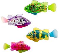 Set di 4 robot da nuoto elettrico con luce a LED, pesce B | Sensore acquatico, Movimenti realistici, Da 1 anno, Vasca & Piscina, Giocattolo per bambini & gatto
