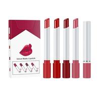 Set di 4 rossetti e lucidalabbra: rossetto nude, balsamo per labbra colorato, lucidalabbra altamente pigmentato, resistente all'acqua, rossetto a lunga durata (D)