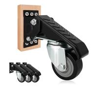 Set di 4 rotoli per banco da lavoro, resistente, sgancio rapido, ruote retrattili, ruote stepdown montate lateralmente per banchi da lavoro e tavoli, struttura in acciaio durevole (nero)