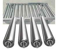 Set di 4 rulli di ricambio in acciaio inox, per fabbrica/magazzino/sistemi logistici. Dimensioni: 32 mm x 900 mm (diametro x lunghezza)
