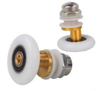 Set di 4 rulli scorrevoli per porta in vetro per doccia, senza rumore, ruote in nylon con centro in ottone (25 mm)