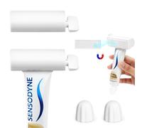 Set di 4 rulli spremi dentifricio magnetici da montare a parete, viene fornito con 2 tappi per dentifricio in silicone per tubetti di cosmetici, tubetti di ketchup, ecc. Dispenser (Bianco)