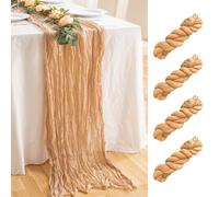 Set di 4 runner da tavola per formaggio, tovaglia, garza, runner da tavola in mussola, beige, runner da tavola boho per matrimoni, decorazione da tavolo, cucina, 90 x 400 cm