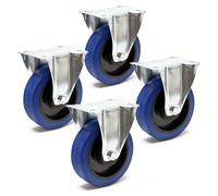 Set di 4 ruote fisse da 160 mm per trasporto con piastra max 300 kg a ruota