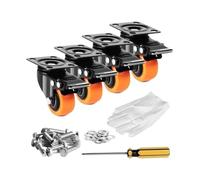Set di 4 ruote girevoli con piastra girevole da 2/3/4/5/6 pollici con ruote girevoli in PVC a doppio bloccaggio di sicurezza for banco da lavoro for mobili del carrello(4 in)